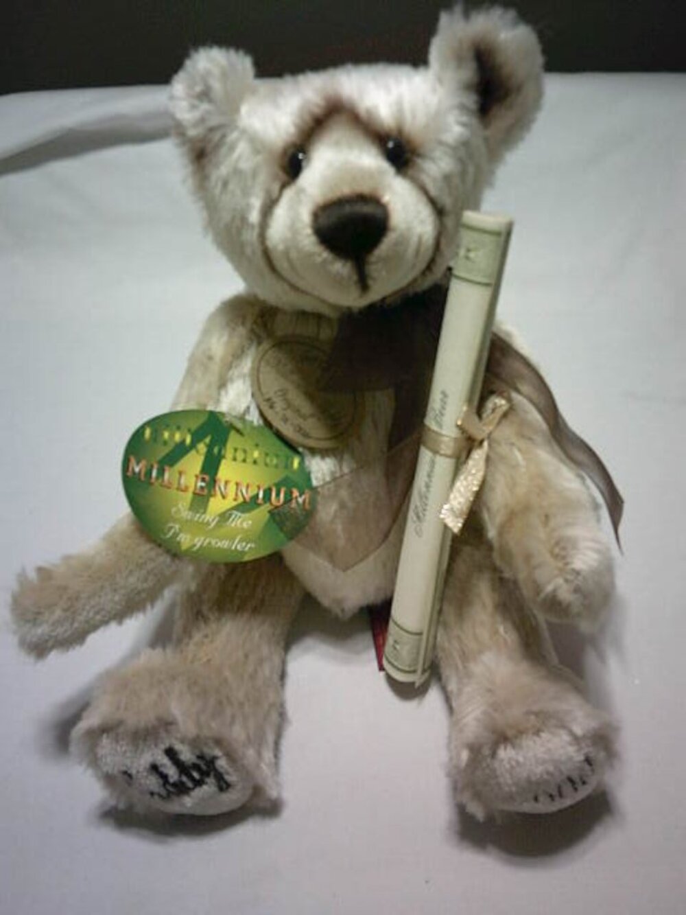 VTG MILLENIUM BEIGE TEDDY TOP QUALITY AURORA GROWLER 15" RARE BEAR 2000 & COA 🐻